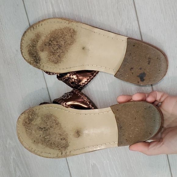 Jack Rogers Womens Thong Rose Gold Metallic Leather Sandals shoes sz 7 - Picture 10 of 13